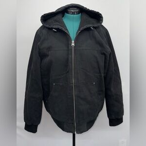 Levi's Men's Canvas Sherpa Lined Hooded Bomber Jacket XL Black Full Zip